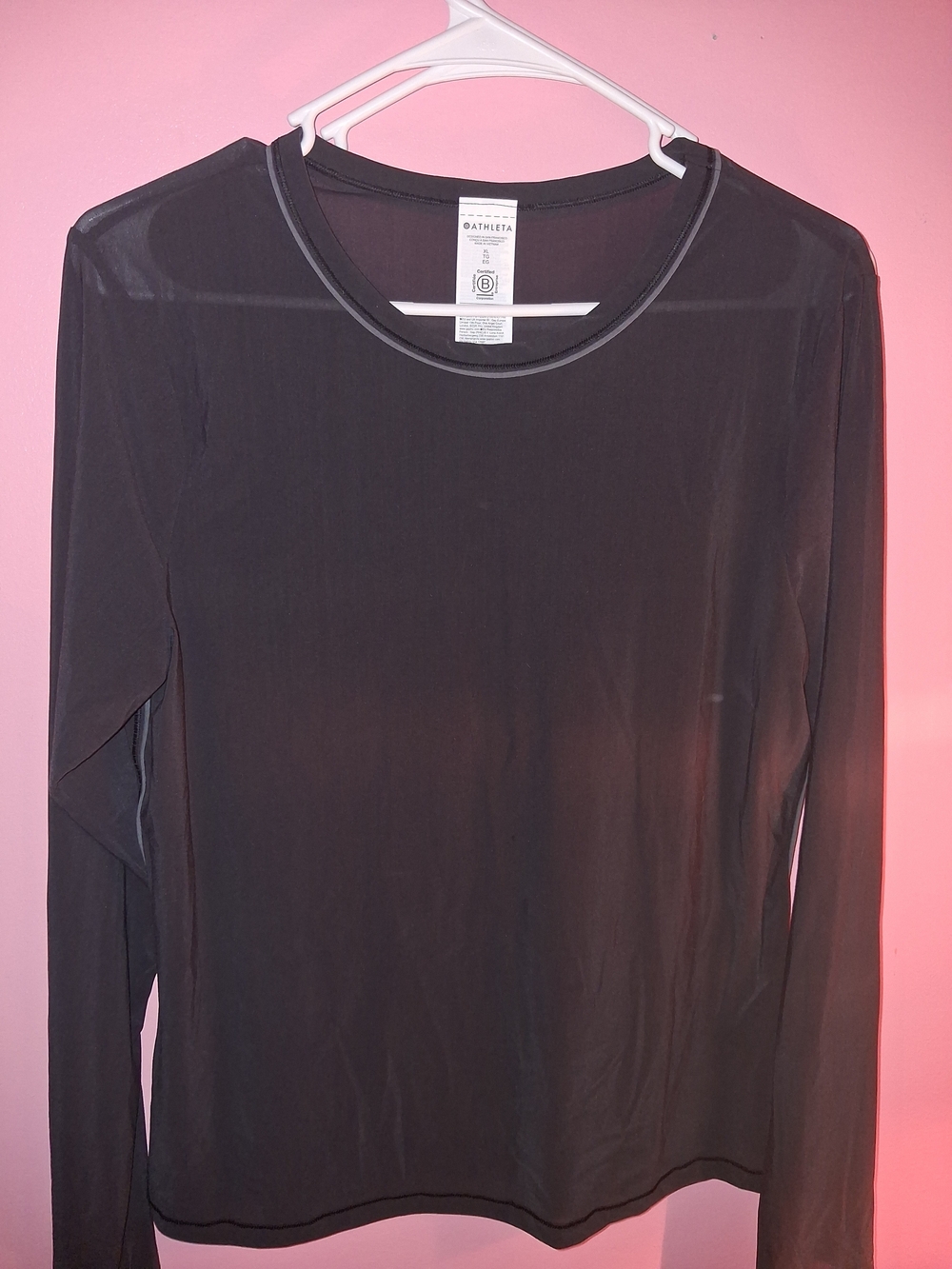 Athleta Black Long Sleeve Crew Top - Sheer Lightweight